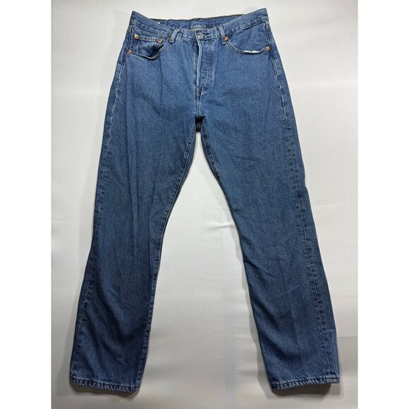 Levi's 501 Women's Straight Leg Button Fly Blue Denim Jeans - Size 33x30 - Picture 1 of 6